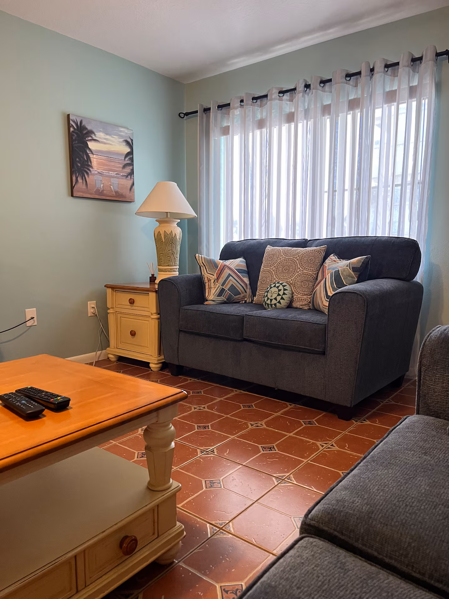 Bright living room at Marlin 309 beachfront condo